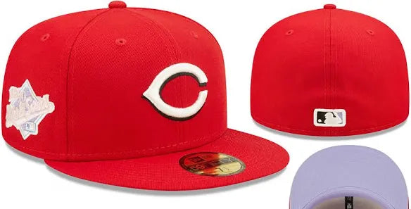 New Era Men MLB Cincinnati Reds World Series 1990 59Fifty Fitted Hat 'Purple Undervisor'