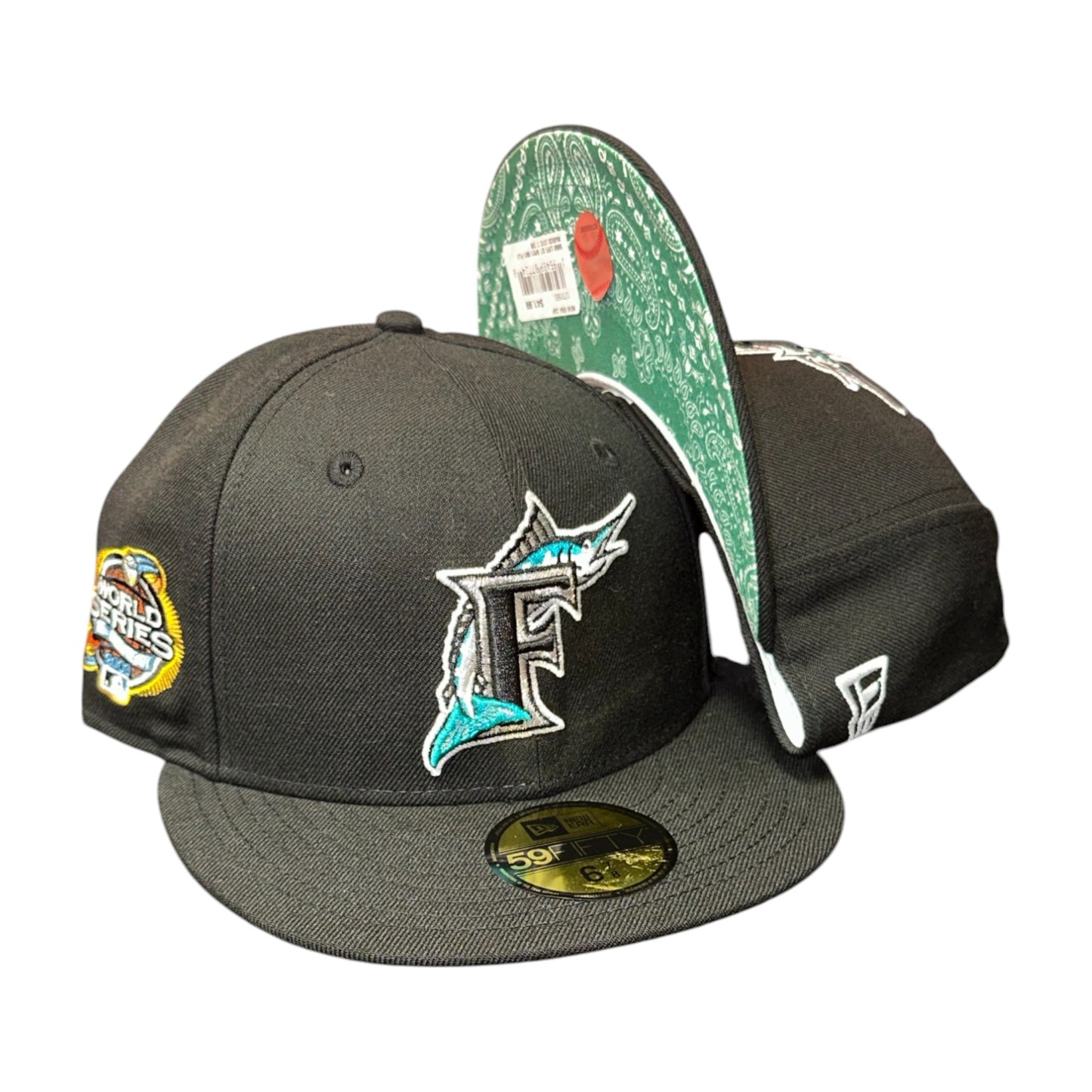 Black Florida Marlins Green Paisley Bottom 2003 World Series New Era 9Fifty Snapback