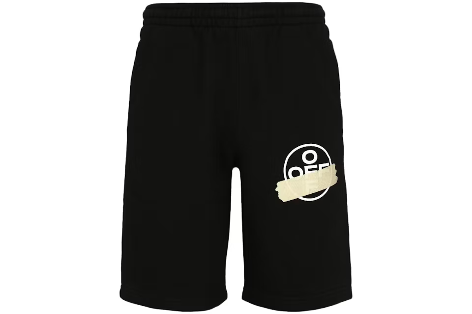 Off-White Tape Sweatshorts 'Black/Beige'