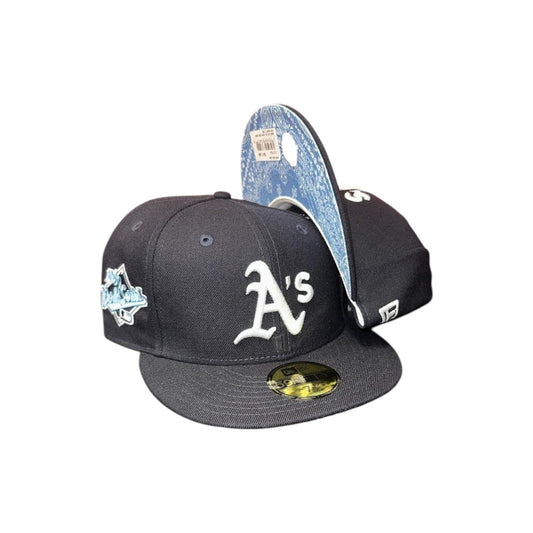 Navy Blue Oakland Athletics Sky Blue Paisley Bottom 1989 World Series New Era 9Fifty Snapback