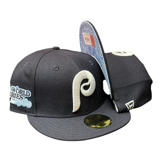 Navy Blue Philadelphia Phillies Sky Blue Paisley Bottom 1980 World Series New Era 9Fifty Snapback