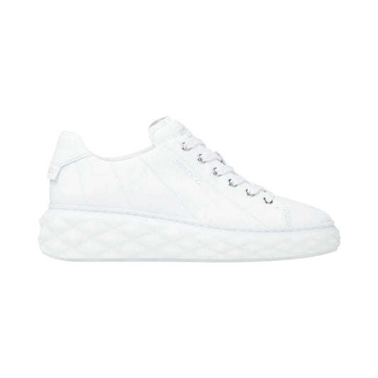 Jimmy Choo Diamond Light Maxi F White Nappa Leather Low-Top Trainers with Platform Sole